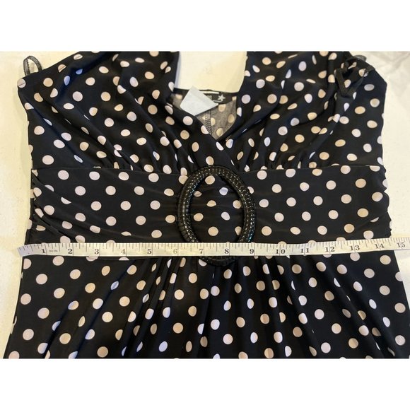 Star Vixen Womens A-line dress 1350-IT Polka Dots O Ring Backless Black White L - Picture 7 of 8